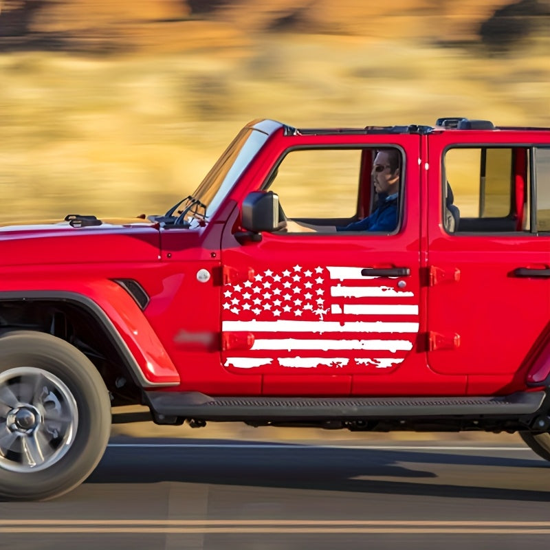 2D Flat, 250th Anniversary of the Founding of the United States Flag, Cracked American Flag Totem Hood Car Sticker, Burst Flag Hood Decal, Car Decoration Sticker, Easter/Men's Car Modification Gift, 2D Flat Transparent Background with Smooth Surface