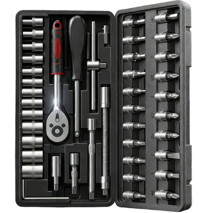 34/34+12pcs 3/8'' Drive Torx Star Bit Sockets CR-V E-Socket Set, E4-20, T10-60, Tamper Proof Set TT10-TT55, 5/16"F to 3/8"M Adapter with Storage Case,S2 Steel, Ideal for Car,Trucks,Home Improvement