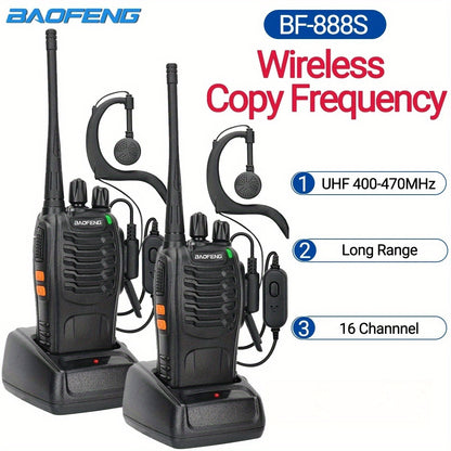 2pcs New Baofeng BF-888S Upgrade Walkie Talkie Wireless Copy Frequency Long Range Portable BF888S Ham Two Way Radio Hunting