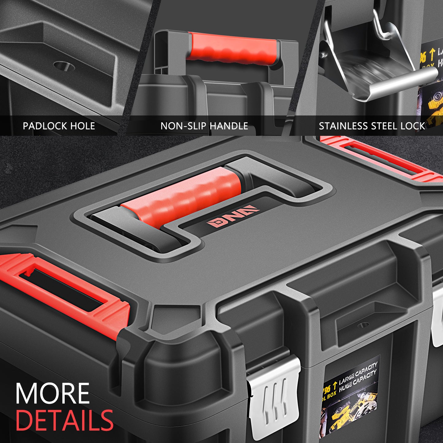 2pcs Tool Boxes Set - Lockable Organizer Storage Portable Toolbox with Removable Tray for Workshop Garage & Household, Large Capacity