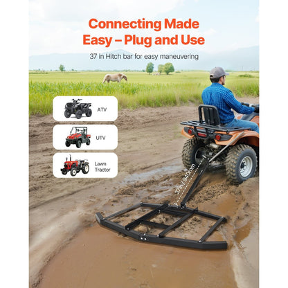 Drag Harrow 66/74/84" Width Tow Behind Drag Harrow Steel Gravel Grader ATV UTV