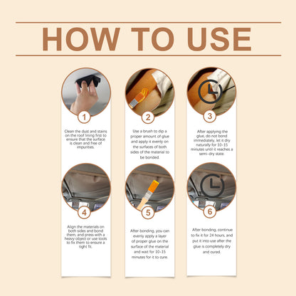 Roof Repair Glue And Car Interior Adhesive Are Suitable for Car Interior, Fabric, And Leather. They Are Easy to Use, Effective, And Time-Saving And Efficient Repairs.