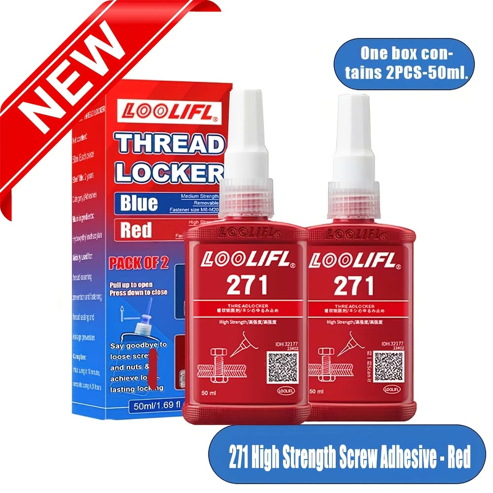 High-Strength Heat-Resistant 234-271 Threadlocker, 243 Medium-Strength Anaerobic Threadlocker, 271 High-Strength Anaerobic Threadlocker, Anti-Loosening Sealant, Permanent Locking and Sealing Multi-Purpose Adhesive for Metal Parts, Quick-Fix Removable
