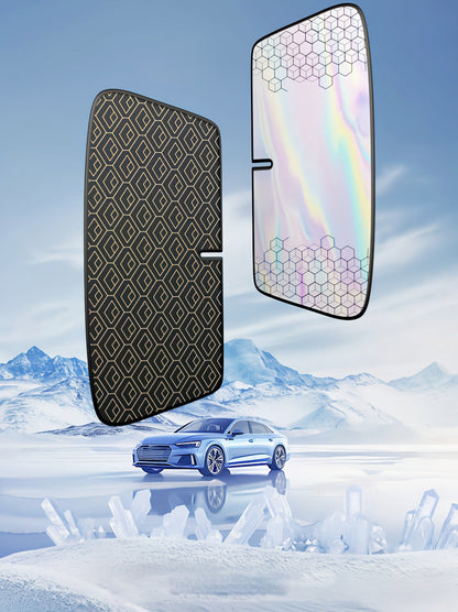 Upgraded Laser Insulation Car Sunshade Thickened 5-Layer Front Windshield Heat Blocker with Diamond Pattern, Fits All Vehicles, Golden/Black Design for Stylish Sun Protection, Vehicle Heat Shield | Stylish Car Accessory | Premium Quality Material