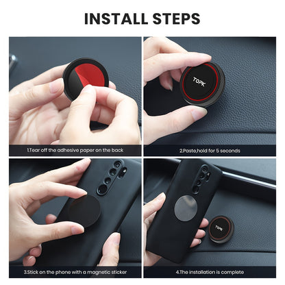 [Magnetic Car Holder] TOPK D45A Magnetic Car Phone Holder Mount, Strong Magnet 360° Enhanced Version with Improved Adhesion Resistant to High and Low Temperatures Magnetic Car Phone Mount Holder Compatible with Samsung iPhone Xiaomi Huawei