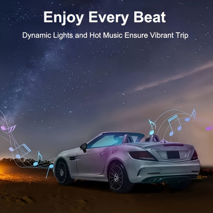 RGB Car Interior LED Light Kit, USB Powered with App & Remote Dual Control, Music Sync Fiber Optic Strip Lights for Dashboard & Door, Battery-Free Ambient Atmosphere Christmas Decorative Lighting, Easy Installation, DIY Car Mod