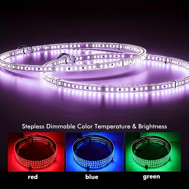 [Remote Control LED Lights] 4pcs Car Wheel Lights, Remote Control With Flashing Modes, LED Wheel Ring Lights For Trucks Cars SUV Pickup Vehicles Offroad, Equipped With Seven-Color Dazzling Light Function, Car Rim Light, Without Battery