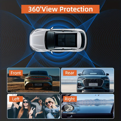 AXH 360° Panoramic 3/4 Lens Channel 1080P HD Ultimate Safety Dash Cam Set, 1080P Front and 720P Full Coverage Front, Rear, Left, and Right, Quad-Split Screen Display, HD Night Vision, WDR, G-Sensor, Loop Recording - Car Accessories/Car Dash