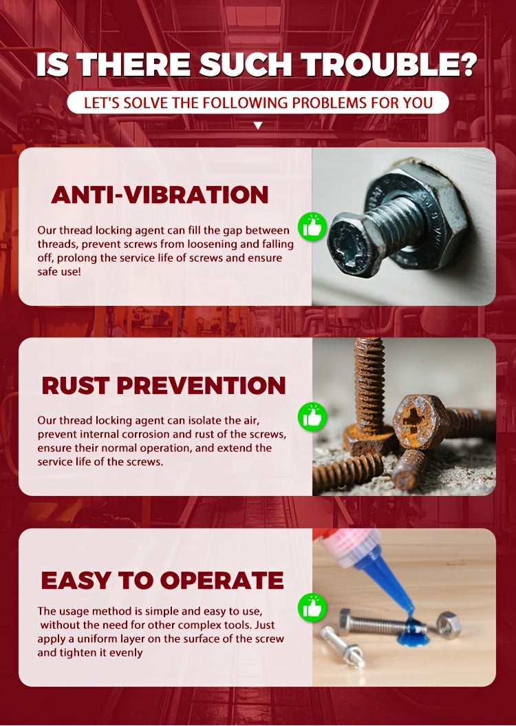 2/4pcs Thread Locking Adhesive Anaerobic Screw Locking Agent, Blue And Red Threadlocker with Anti-Loosening Anti-Vibration Anti-Rust Properties, Oil Resistant High Temperature Resistant, Secure Bond for Metal Plastic Stainless Steel Threads