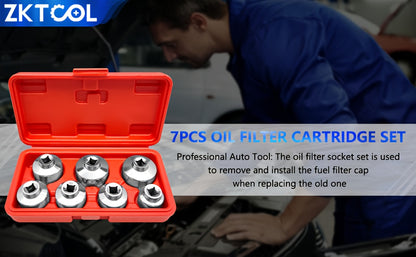 7pcs Oil Filter Element Socket Wrench Hexagonal Wrench Tool Kit Including 24Mm, 27Mm, 29Mm, 30Mm, 32Mm, 36Mm, 38Mm Socket Set, Including 24Mm, 38Mm Socket Set Almost Universal Tools, Gift