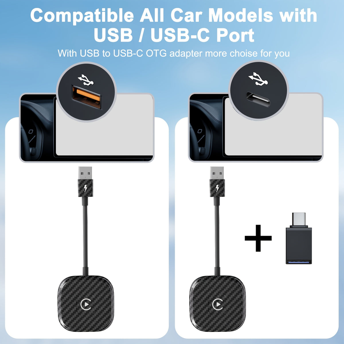 Wireless CarPlay Adapter for iPhone – Plug & Play USB Dongle, Converts Wired CarPlay to Wireless, Auto-Connect, No App Needed for Music, Calls & Navigation