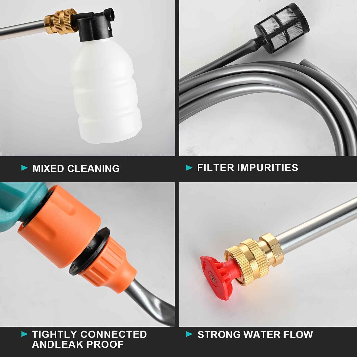 Portable High-Pressure Car Wash Machine, 500PSI Car Wash Machine, with 1/2 Batteries, 6-In-1 Nozzle, 5-Meter Hose, Portable High-Pressure Cleaning Machine for Car/Fence/Floor Cleaning And Watering, Is A Great Christmas Gift