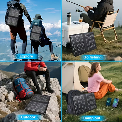 30W Portable Solar Charging Panel, 2-in-1 Folding Design, with USB Charging Port, High Efficiency, Plug-and-Play Solar Panel for Phones, Tablets & Action Cameras, Lightweight Outdoor Emergency Power Supply for Camping, Travel, RVs & Boats