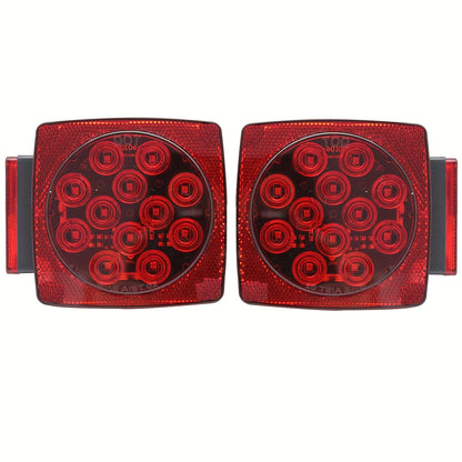 12V LED Trailer Lights, Red White 2 Square Trailer Lights & 6 Connectors Stop Tail Turn Signal Tail Lights, Utility Trailer Lights For Under 80 Inch Boat Trailer Truck Marine Camper RV