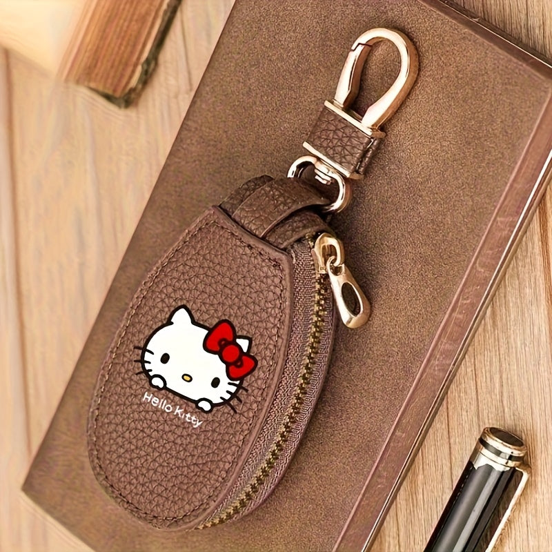 Sanrio'S for Hello Kitty Key Bag - Black Car Key Storage Bag with Golden Zipper, Multi Functional Keychain, Compact Design, Suitable for Home Use, Key Storage Organizer, Suitable for Hello Kitty Additions