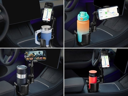 [2-In-1 Cup Phone Holder] Car Cup Holder Phone Mount, Upgraded 2-In-1 Car Cup Phone Holder Expander with Adjustable Base, 360-Degree Rotation, Cup Phone Holder for Car Compatible with Iphone, Samsung & All Smartphones
