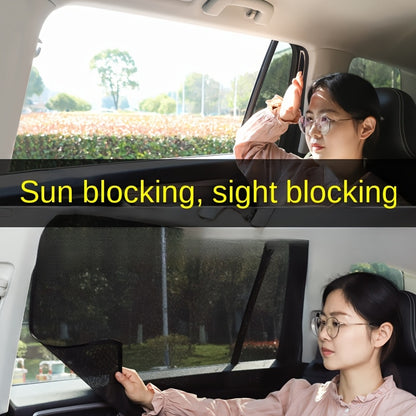 4pcs Magnetic Car Sunshade Curtains - Black Mesh Design for UV Protection, Heat Insulation, And Easy Installation On Windshield Or Window