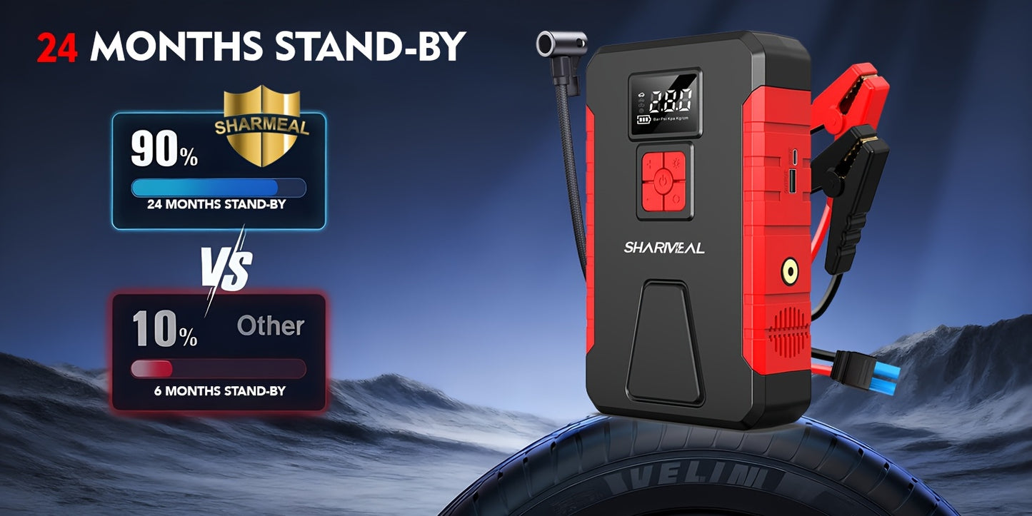 15000A-21000A Peak 350PSI 12V 17-in-1 Portable Jump Starter with Air Compressor Jump Starter, Car Battery Charger, Car Jump Starter with Air Compressor, Jump Starter Para, Car Accessories Tools, LED Light, Battery Charger, Cart Battery Charger