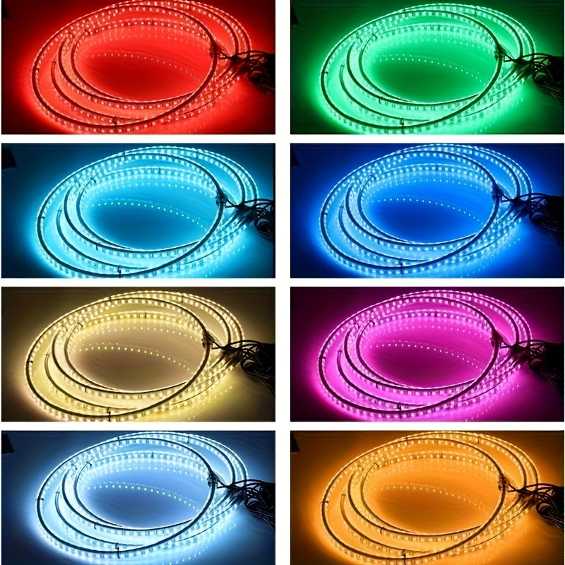 [Remote Control LED Lights] 4pcs Car Wheel Lights, Remote Control With Flashing Modes, LED Wheel Ring Lights For Trucks Cars SUV Pickup Vehicles Offroad, Equipped With Seven-Color Dazzling Light Function, Car Rim Light, Without Battery