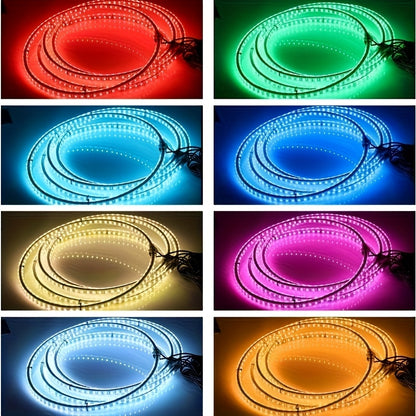 [Remote Control LED Lights] 4pcs Car Wheel Lights, Remote Control With Flashing Modes, LED Wheel Ring Lights For Trucks Cars SUV Pickup Vehicles Offroad, Equipped With Seven-Color Dazzling Light Function, Car Rim Light, Without Battery