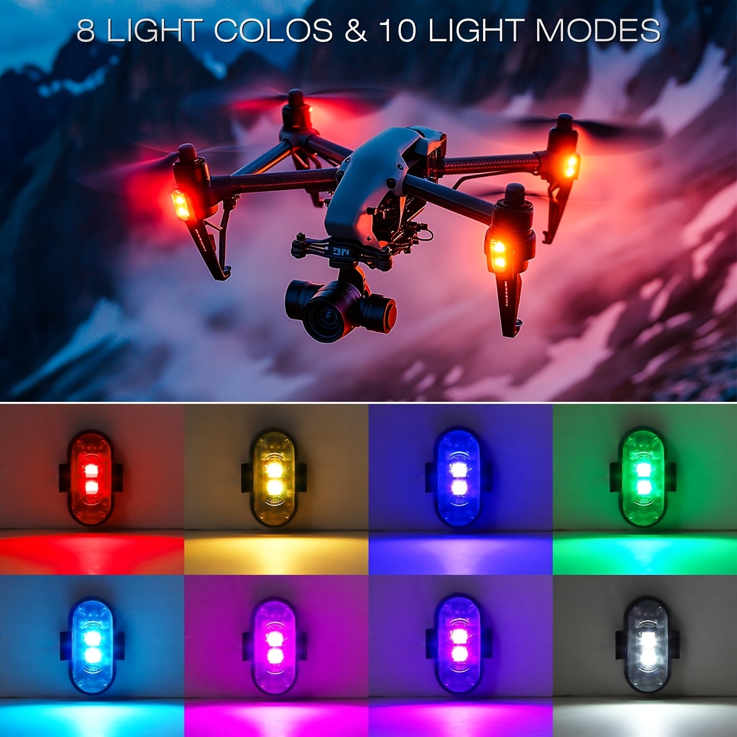 4/6 Pack Car Lights with Remote Control, Strobe Light 8 Colors USB Charging IP65 Waterproof Anti-Collision Warning Light for Car Interior Truck Motorcycle Drone Aircraft Bicycle