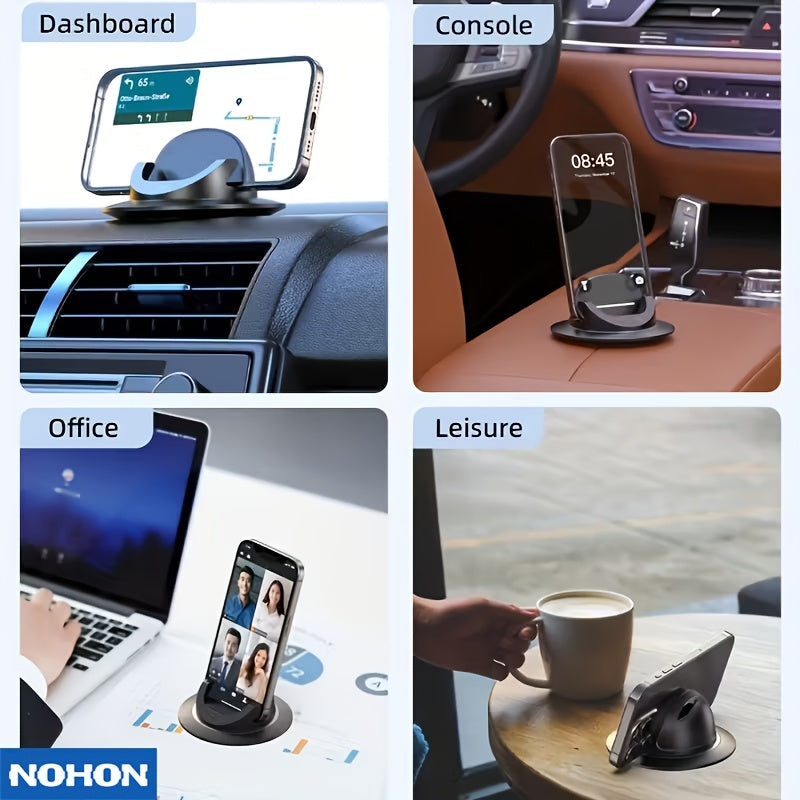 NOHON Car Phone Holder, Cell Phone Holder For Car, Dashboard Phone Holder Mount, 360° Rotation Phone Holder For Car, Suction Cup Holder Phone Mount, Silicone Car Pad Mat For Dashboards Slip Free Desk Phone Stand For IPhone17 16 15