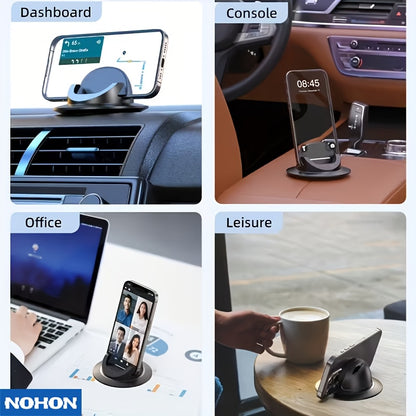 NOHON Car Phone Holder, Cell Phone Holder For Car, Dashboard Phone Holder Mount, 360° Rotation Phone Holder For Car, Suction Cup Holder Phone Mount, Silicone Car Pad Mat For Dashboards Slip Free Desk Phone Stand For IPhone17 16 15