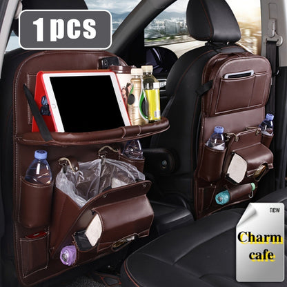 Car Seat Organizer with Foldable Tray Trash Can Multi-Pocket Rear Seat Back Storage Bag Headrest Hanging Organizer for SUV Truck Universal Fit 1pc 2pcs