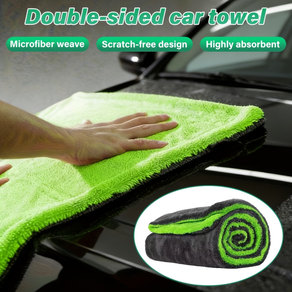 High Absorbency - Dual-Sided Microfiber Car Drying Towel | 1400GSM Size 15.75"x23.62" - Twisting Yarn Technology, Scratch-Free, Machine Washable for Car Cleaning & Dryer, Car Washing Equipment Accessories, Microfiber Towel