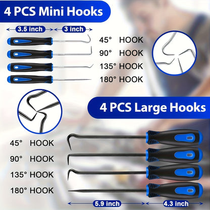 17pcs Professional Auto Trim Removal Tool Kit - with Picks, Pry Tools, Metal Scraper & Magnetic Telescopic Pickup for Car Dash, Panel, Bicycle Maintenance