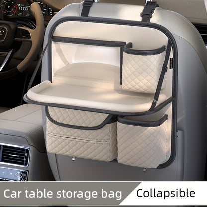 2025 New Spacious Faux Leather Car Seat Back Storage Bag | Foldable Organizer Featuring Tablet Holder, Cup Holder & Mesh Pocket, Versatile Car Seat Back Organizer for Rear Seats, Perfect Gift
