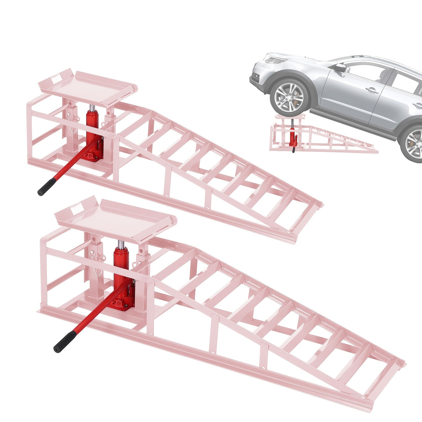2 Pack Hydraulic Car Ramps - No Installation Required, 5T/ 11000LBS Max Load Low Pro-File Car Lift Service Ramps, Heavy Duty Steel Hydraulic Vehicle Ramps for Car Truck Trailer Garage Repair, Ideal Christmas Birthday Gifts for Women Men Friends