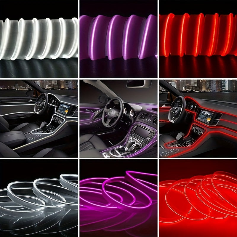 [APP Control LED Lights] RGB Car Accessories Neon Light With APP Control, 8-Color Changing (Dashboard + Roof Console), LED Car Lights, APP Application And USB Button With Voice Control RGB LED Automotive Ambient Lighting