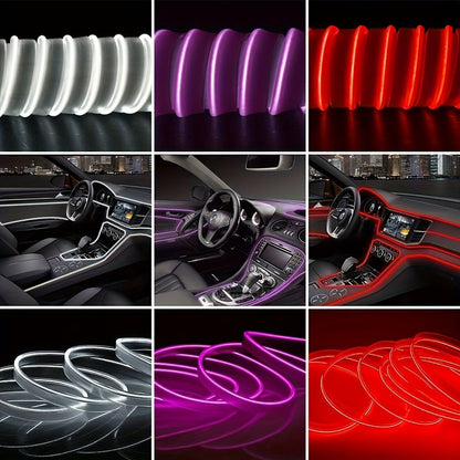 [APP Control LED Lights] RGB Car Accessories Neon Light With APP Control, 8-Color Changing (Dashboard + Roof Console), LED Car Lights, APP Application And USB Button With Voice Control RGB LED Automotive Ambient Lighting