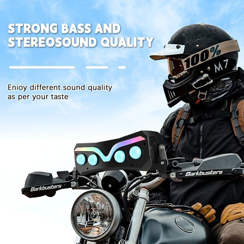 Korbros Handlebar Mount Stereo Wireless Motorcycle Speakers, MP3 Music Player Audio Amplifier, AUX-in, USB, FM Radio, 12V, Room Electrical/Hard Wiring, Button Control, Off-road-motorcycles, Without Battery