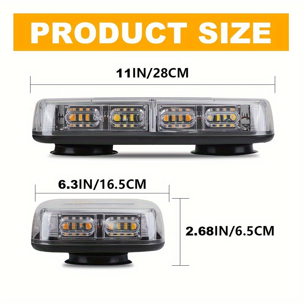 48LED Roof Top Strobe Lights Bar | IP67 Waterproof High-Visibility Emergency Safety Warning LED Emergency Vehicles Light for Plow, Trucks, Construction Vehicles Car, 12-24V, Universally Applicable, Without Battery