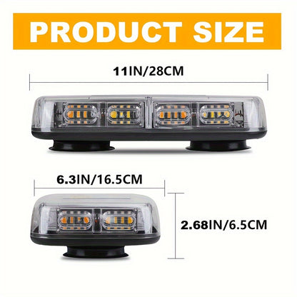 48LED Roof Top Strobe Lights Bar | IP67 Waterproof High-Visibility Emergency Safety Warning LED Emergency Vehicles Light for Plow, Trucks, Construction Vehicles Car, 12-24V, Universally Applicable, Without Battery
