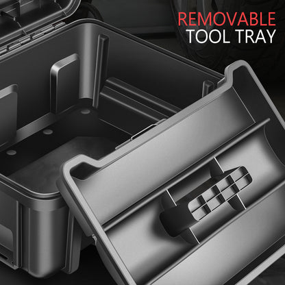 2pcs Tool Boxes Set - Lockable Organizer Storage Portable Toolbox with Removable Tray for Workshop Garage & Household, Large Capacity