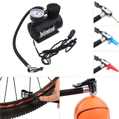 1 Unit of a Compact Air Compressor Pump, 12V 300 PSI, Designed for Inflating Tires of Cars, Bikes, Balls, And Motorcycles While for on The Move, Without Battery