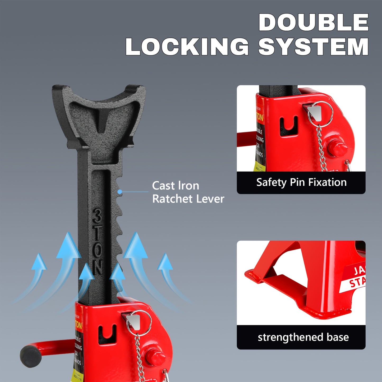2/2.5/3 Ton Capacity, Jack Kit Low Profile Hydraulic Trolley Service/Floor Jack Combo, Multiple Meal Plans to Choose from 3 Ton Jack Stands 2PCS, Tire Repair Kit, 14-inch Wheel Cross Wrench, Wheel Chock, Jack Accessories Red/Blue