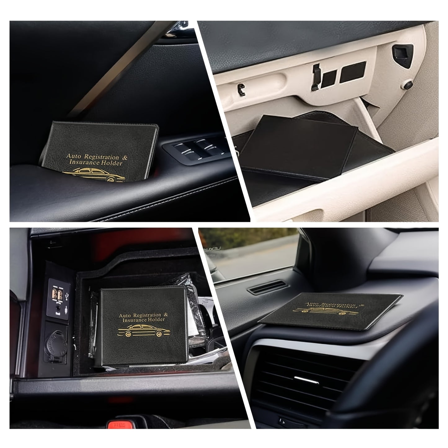 Car Insurance Registration & Driver License Holder – Multi-Slot Vehicle Document Organizer for Car Truck Motorcycle Trailer, Black, 1pc & 2-Pack