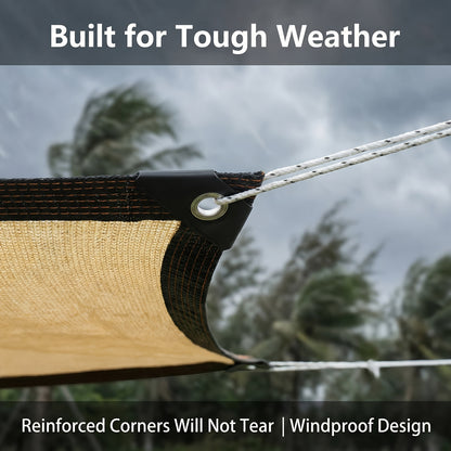 RV Camper Shade Cloth-Breathable Uv-Resistant Sun Shade Tarp, Brass Grommets, Includes Tie-Down Ropes for Versatile Outdoor Use