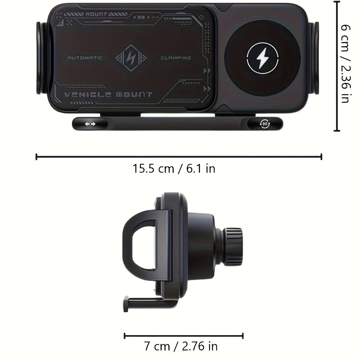 Car Holder with Wireless Fast Charging for Foldable Screen Phones Suitable for iPhone 8/X/11/12/13/14/15 Series, Samsung Note20/10/9/8 Series, S10/9/8 Series Fold 5, Fold 6/, W23/W24 Wireless Charging Output 5W/7.5W/10W/15W