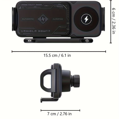 Car Holder with Wireless Fast Charging for Foldable Screen Phones Suitable for iPhone 8/X/11/12/13/14/15 Series, Samsung Note20/10/9/8 Series, S10/9/8 Series Fold 5, Fold 6/, W23/W24 Wireless Charging Output 5W/7.5W/10W/15W