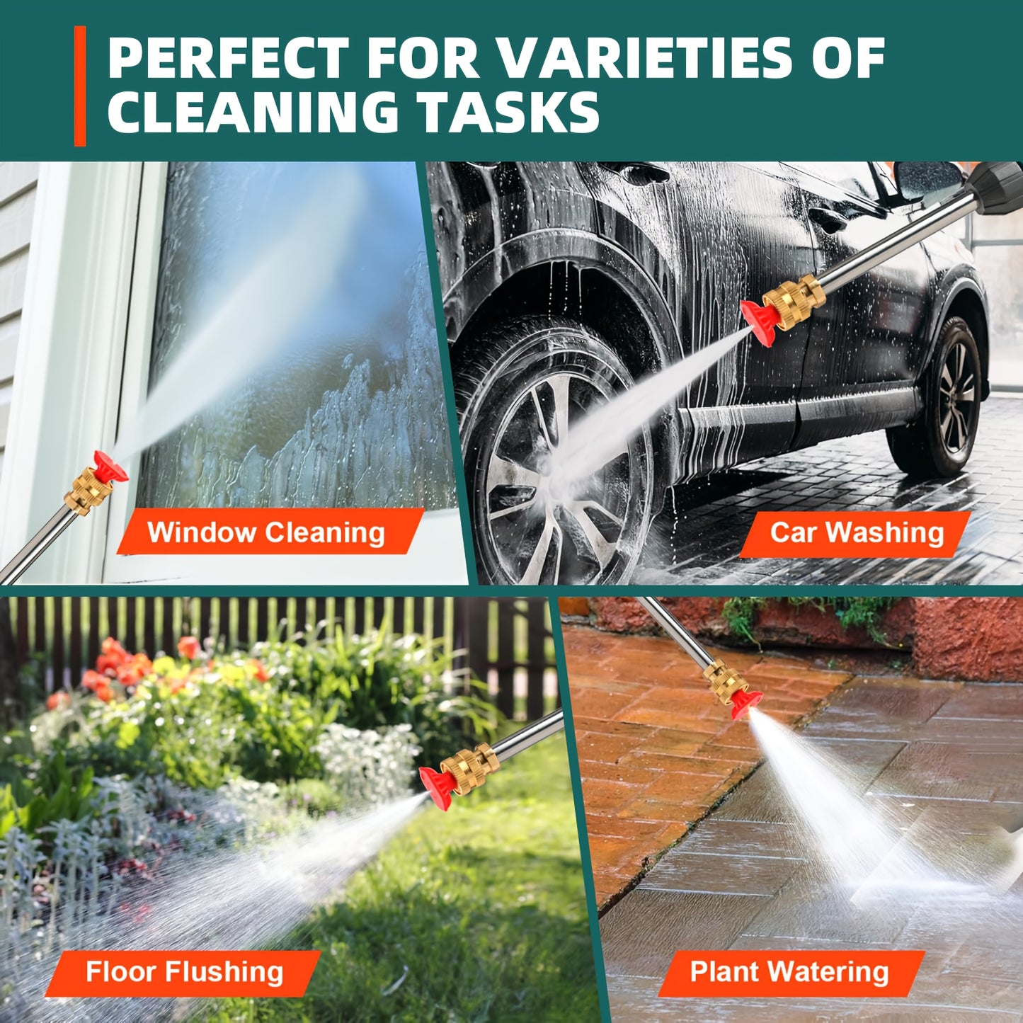 Portable High-Pressure Car Wash Machine, 500PSI Car Wash Machine, with 1/2 Batteries, 6-In-1 Nozzle, 5-Meter Hose, Portable High-Pressure Cleaning Machine for Car/Fence/Floor Cleaning And Watering, Is A Great Christmas Gift