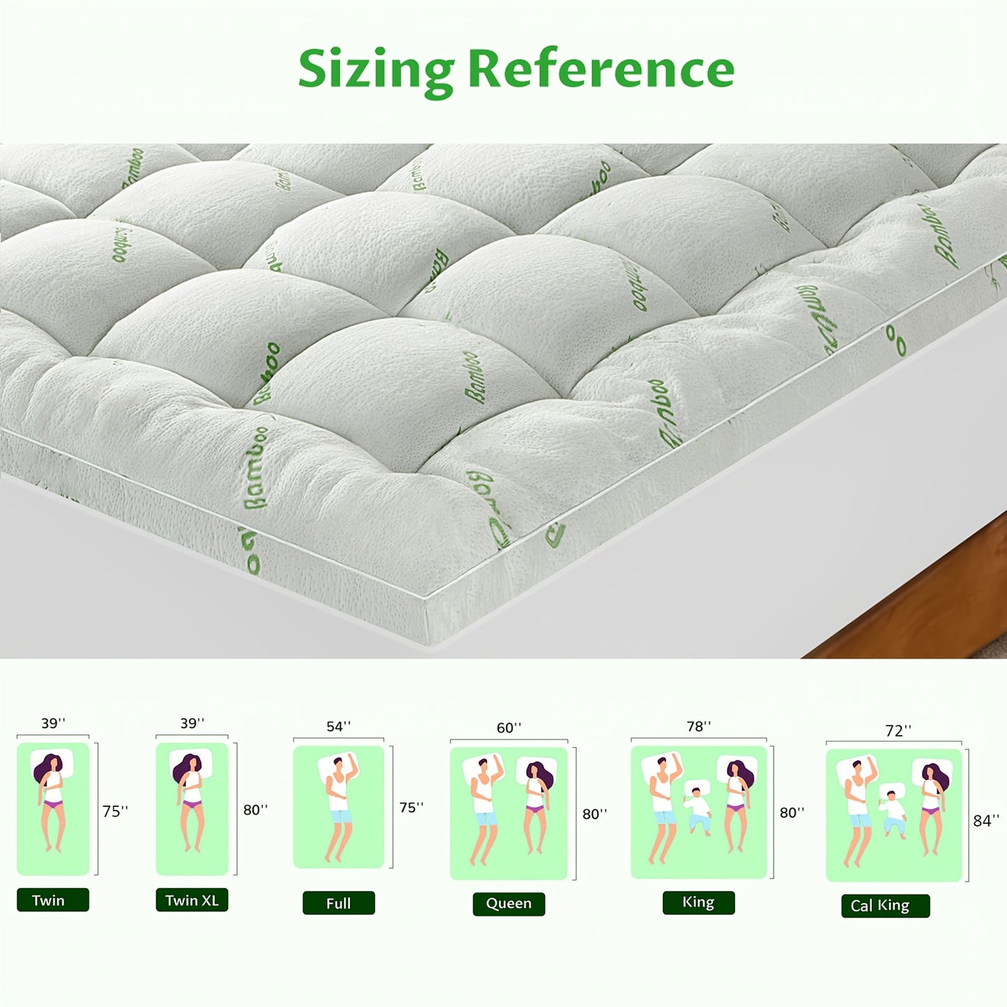 Cooling SUV RV Car Mattress Topper, Viscose Made from Bamboo Extra Thick Cooling Mattress Pad 8-21" Deep Pocket Soft Down Alternative Fill Mattress Protector Pillow Top Mattress Cover