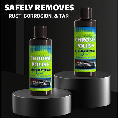 Chrome Polish And Protector That Enhances And Safeguards Chrome And Aluminum Surfaces Against Rust And Stains - Suitable for Vehicles Like Cars, Motorcycles, And Trucks - Provides a Durable Glossy End, Surface Protection, Rust Removal