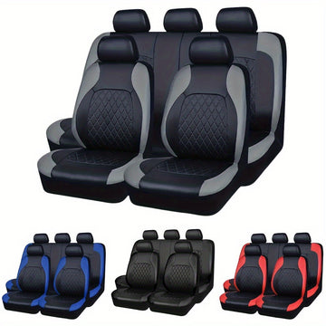 Car Seat Covers Full Set – Universal Faux Leather 5-Seat Cover for SUV Truck Jeep BMW, Front & Rear Bench, Scratch-Proof, Fits 40/60 50/50 Split