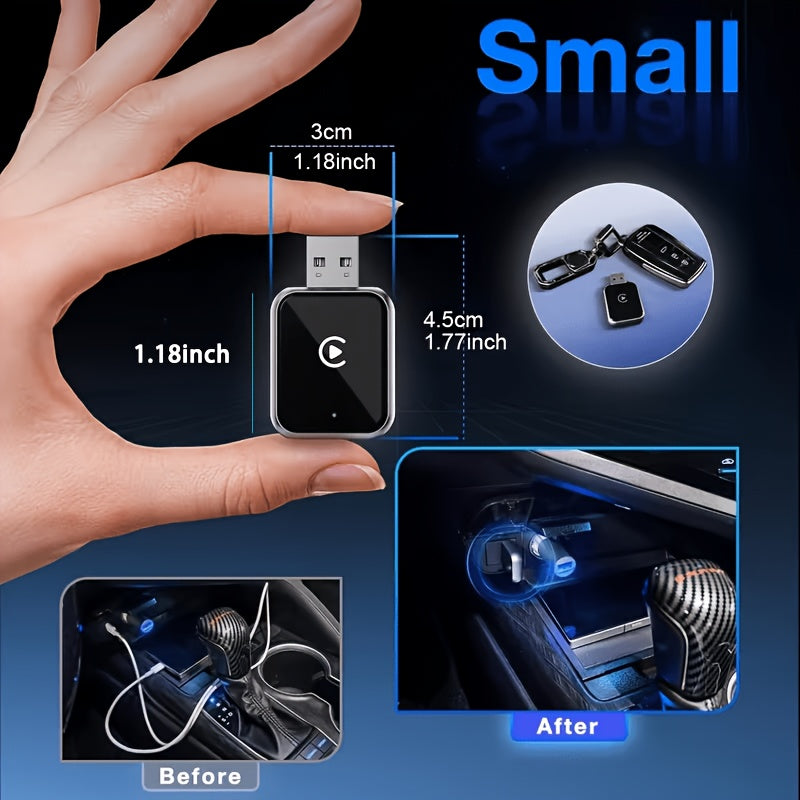 Wireless CarPlay Adapter 2026 Upgraded – Wired to Wireless Apple CarPlay Dongle, Fast Auto Connect, Mini USB Plug & Play for iPhone & Android, No Delay