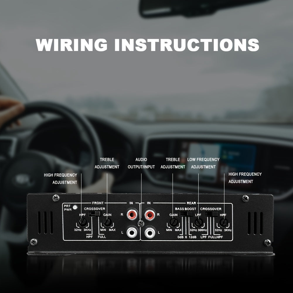 BOMGE Professional 4 Channel Amplifier Dub 4 Channel Car Amplifier AMP228 Vehicle Amplifier 2500 Watts Max for Subwoofers And Speakers